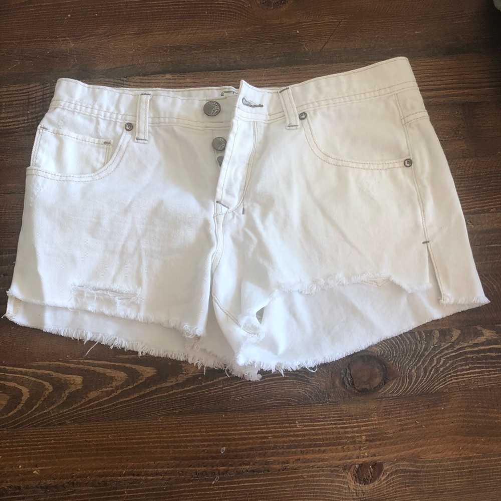 3/$25 Free People White Distressed Jean Shorts